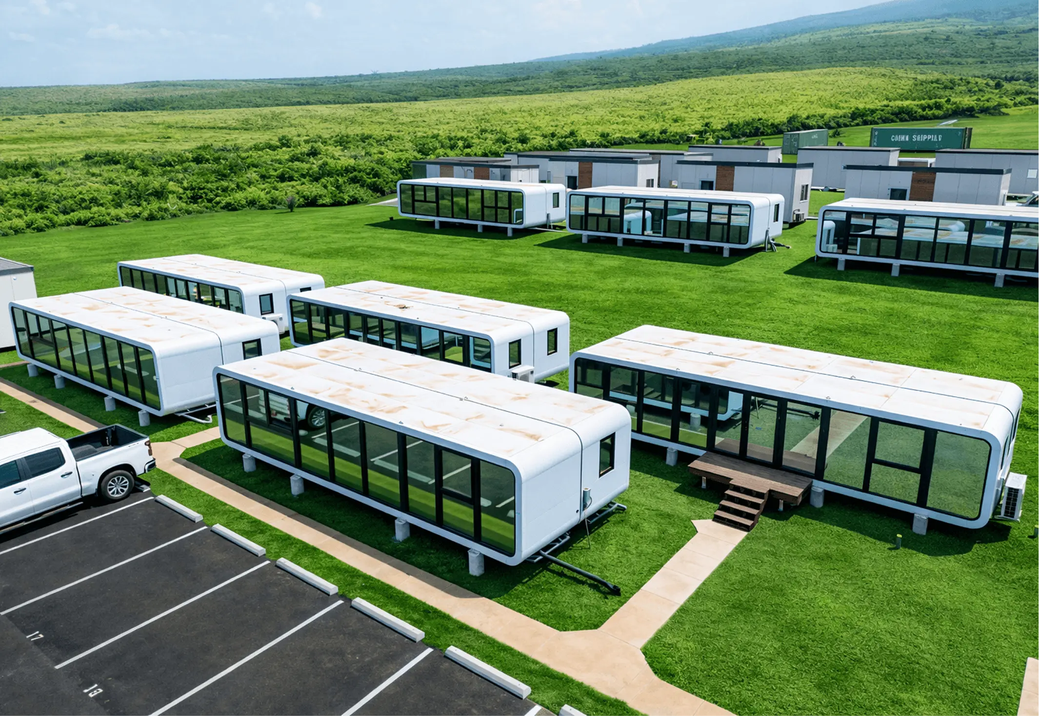 Multiple units, green field