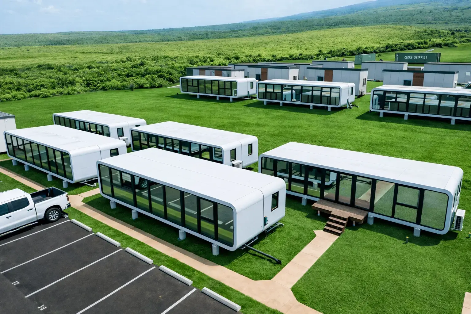 Multiple units, green field