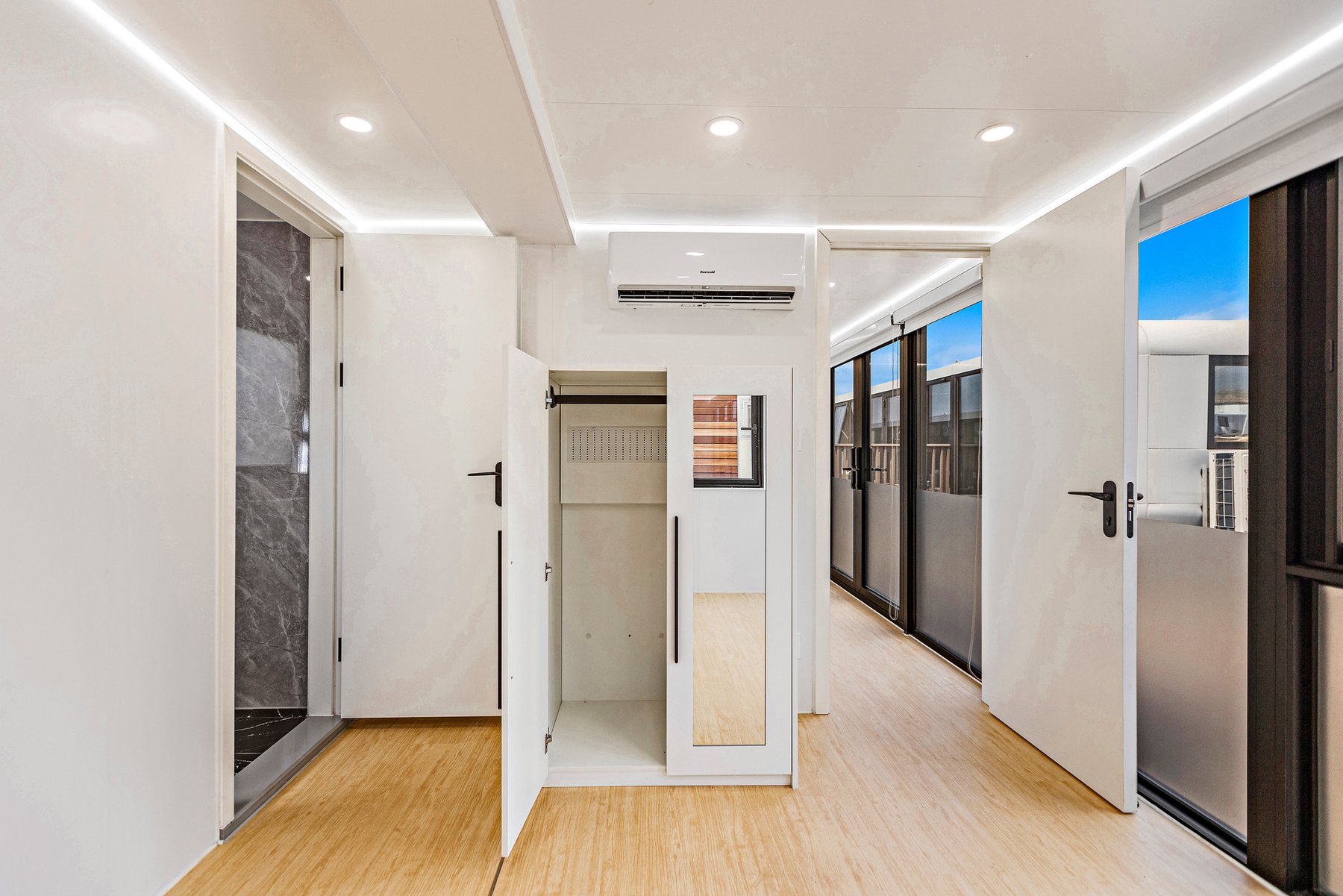 Interior hallway — wardrobe with mirror