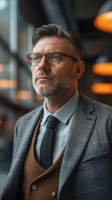 Contemplative Man in Suit
