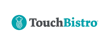 TouchBistro logo with a chef hat icon inside a teal circle and text in black and teal.