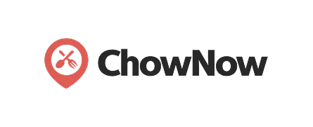 ChowNow logo with a red location pin containing a fork and knife crossed inside.