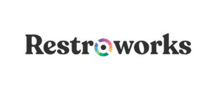 Restroworks logo with multicolored circular design integrating the letter 'o'.