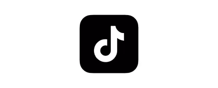White TikTok logo on a black background.