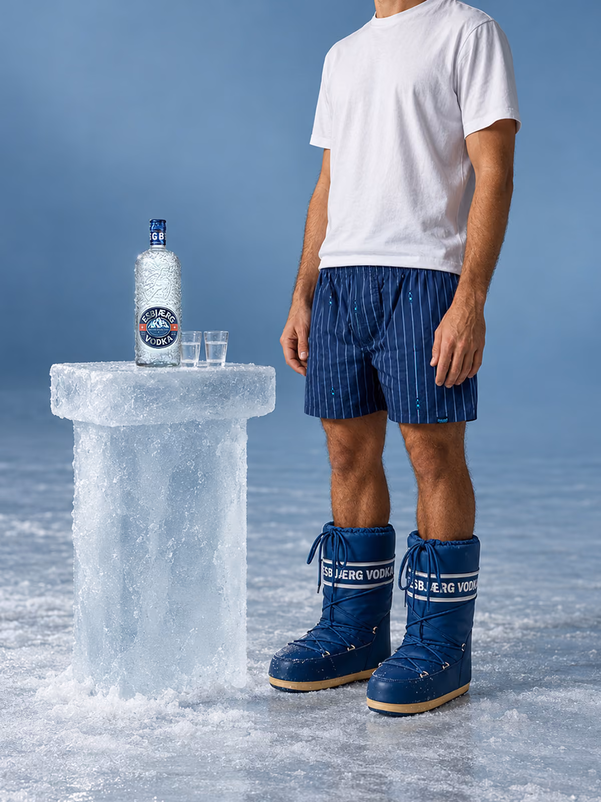 Esbjaerg wodka fles in een sfeervolle opstelling