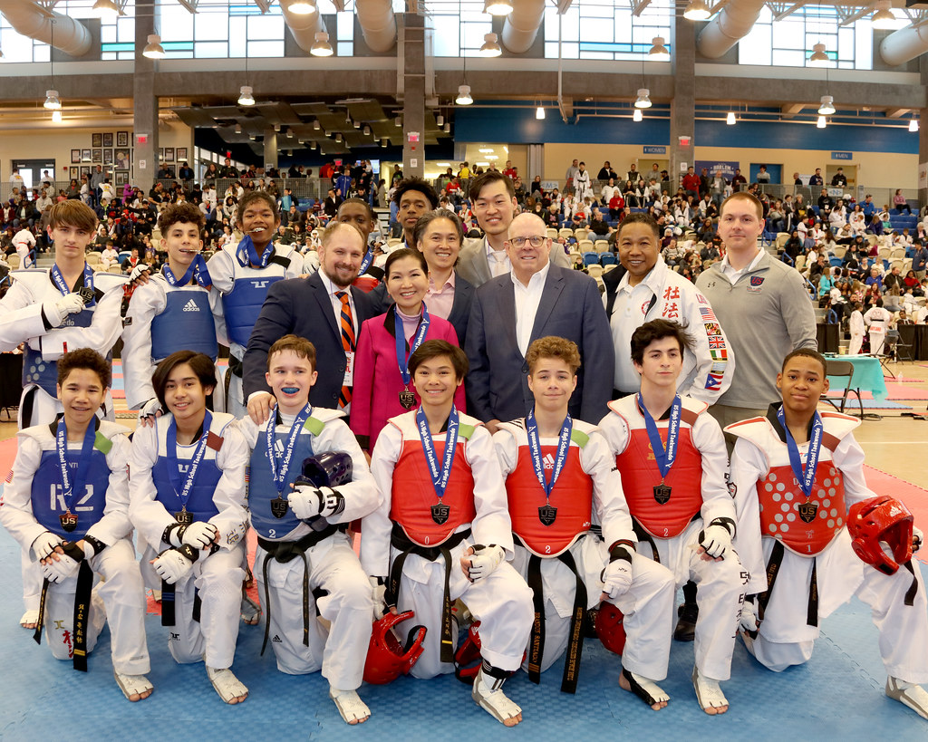Taekwondo martial arts class in competition