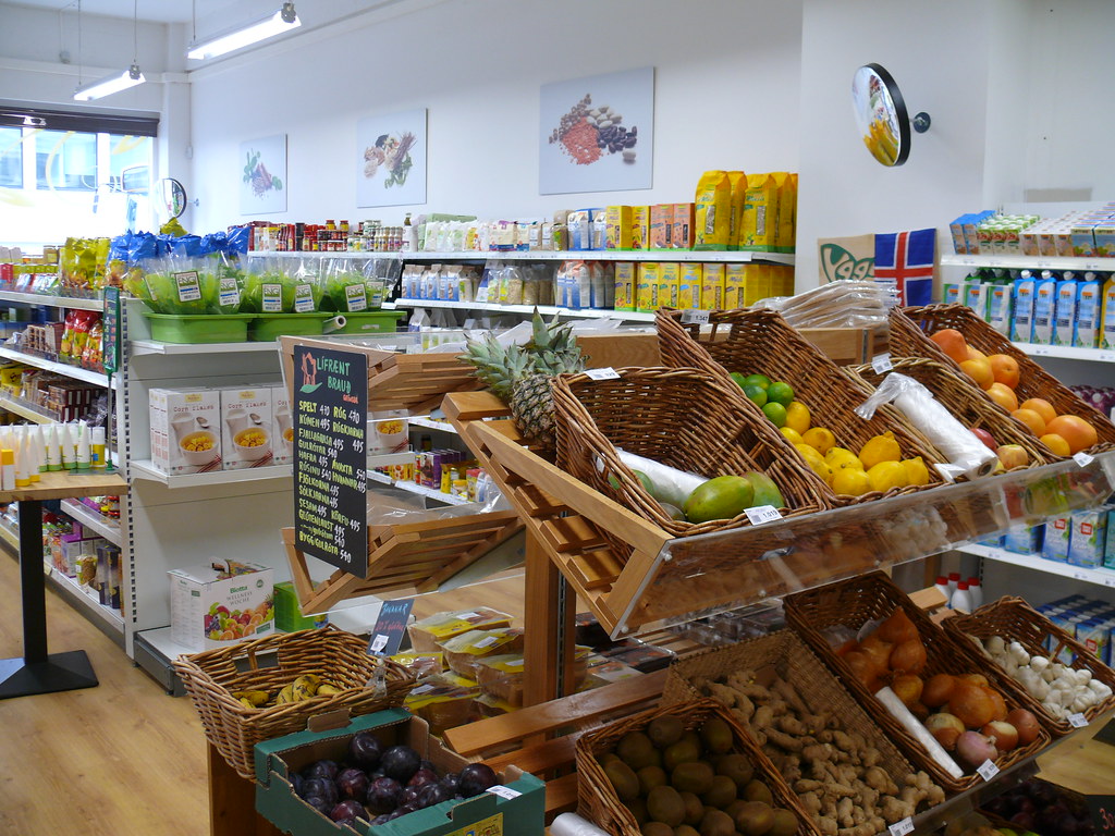 Health food store shelves, representative of The Healthy Happy Home in Fayetteville, Arkansas
