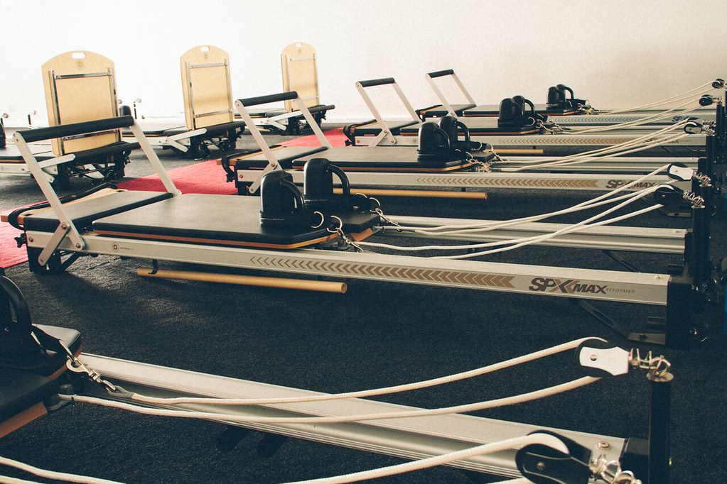 Reformer Pilates studio equipment representative of FS8 Bentonville in Bentonville, Arkansas