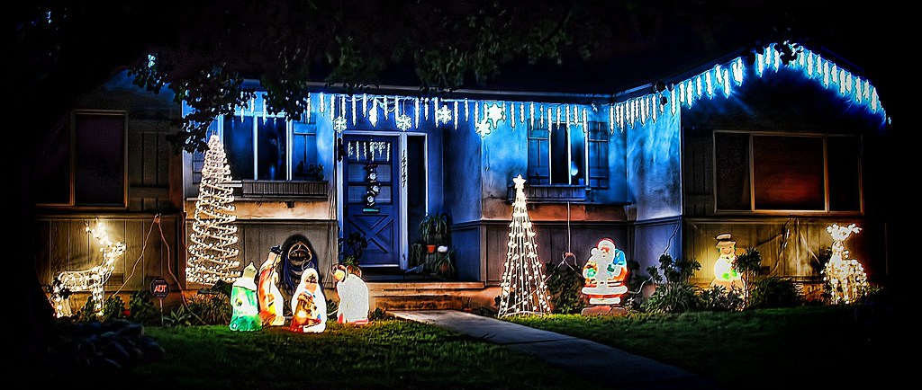 Residential holiday Christmas light display