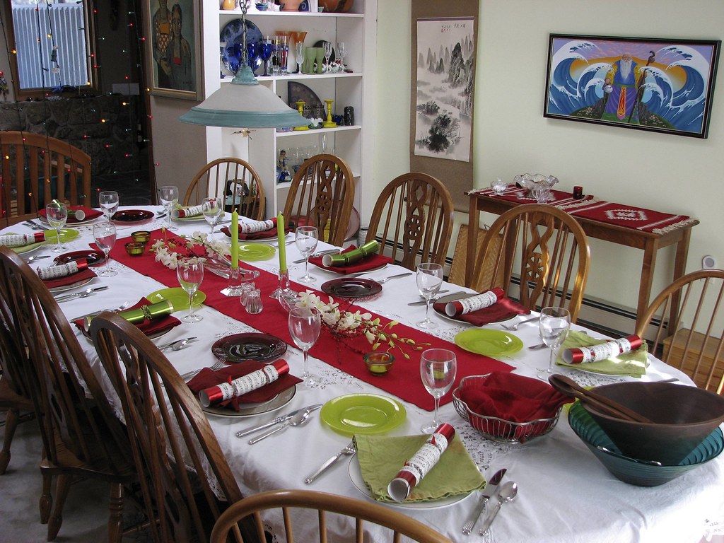 Restaurant dining table setting, representative of Theo's in Fayetteville, Arkansas