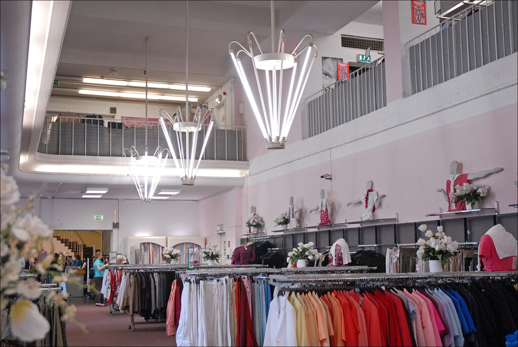 Interior of a multi-vendor retail marketplace, representative of The Shops at BrickCity in Fayetteville, Arkansas