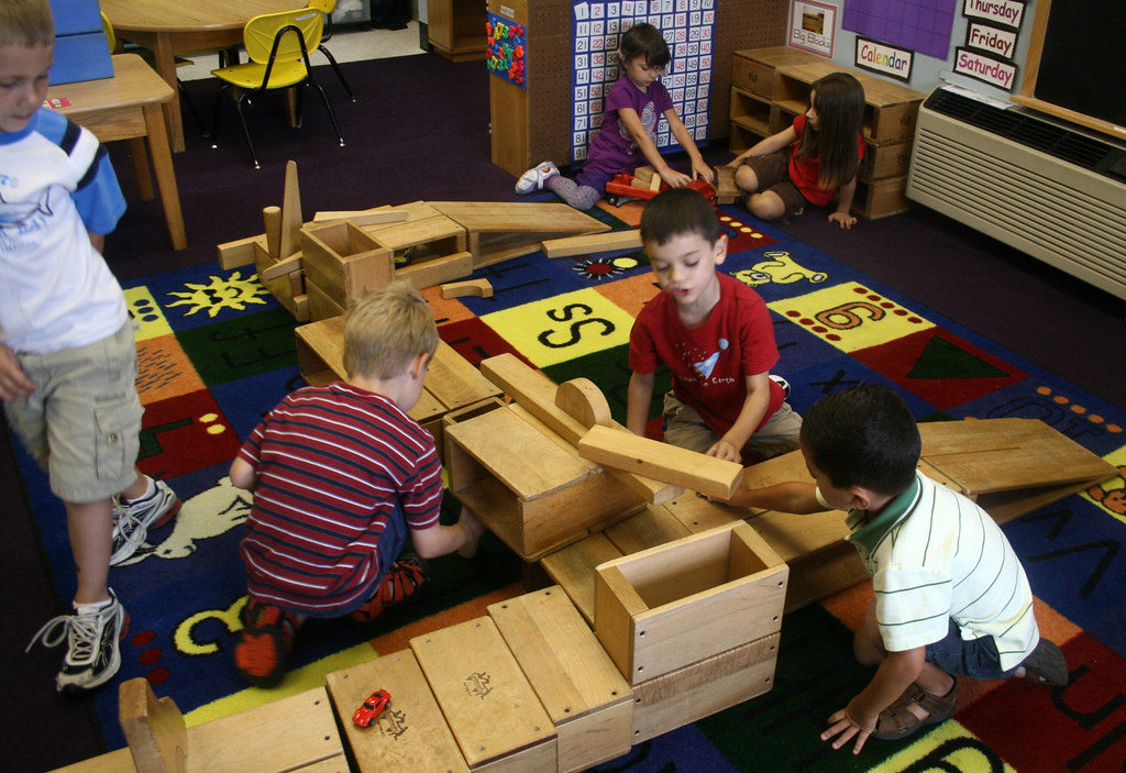 Young children on their first day of school, representative of pre-kindergarten programs in Pea Ridge, Arkansas