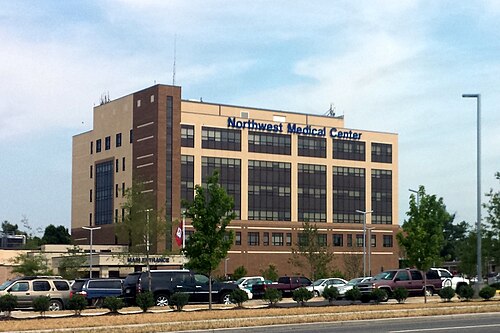 Northwest Arkansas hospital campus, representative of Springdale-area medical infrastructure including Willow Creek Women's Hospital