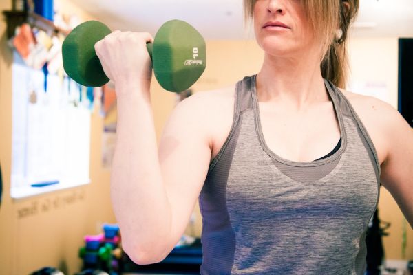 Person working out in a fitness studio