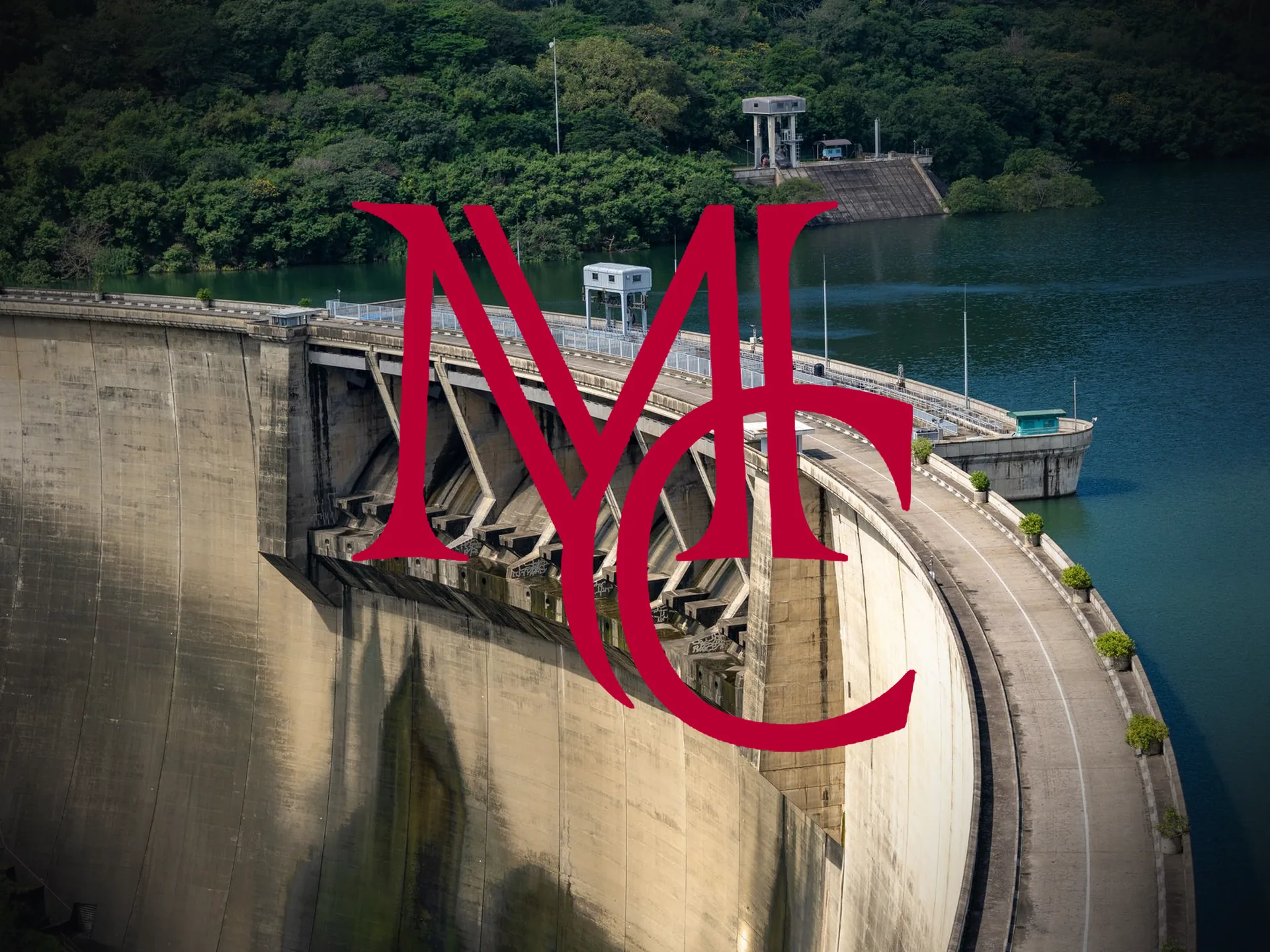 Beaver Dam spillway and reservoir with Beaver Lake near Rogers, Arkansas — MCG