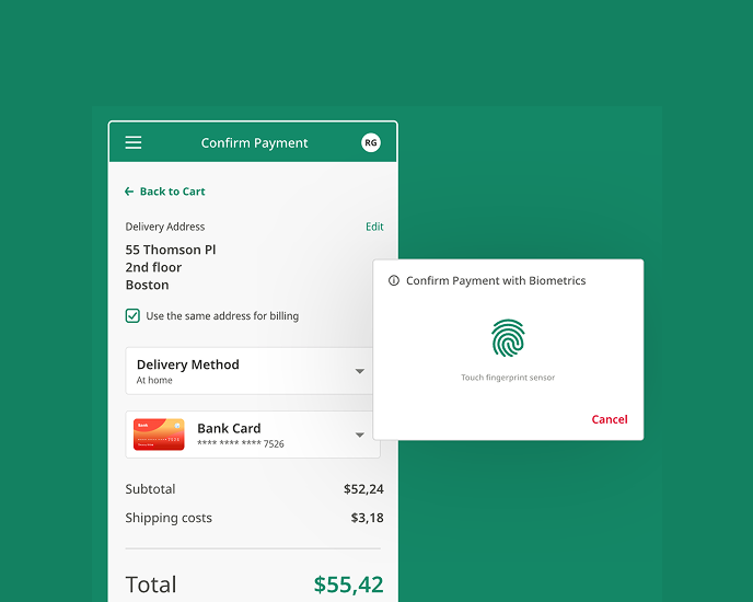 confirm payment in app
