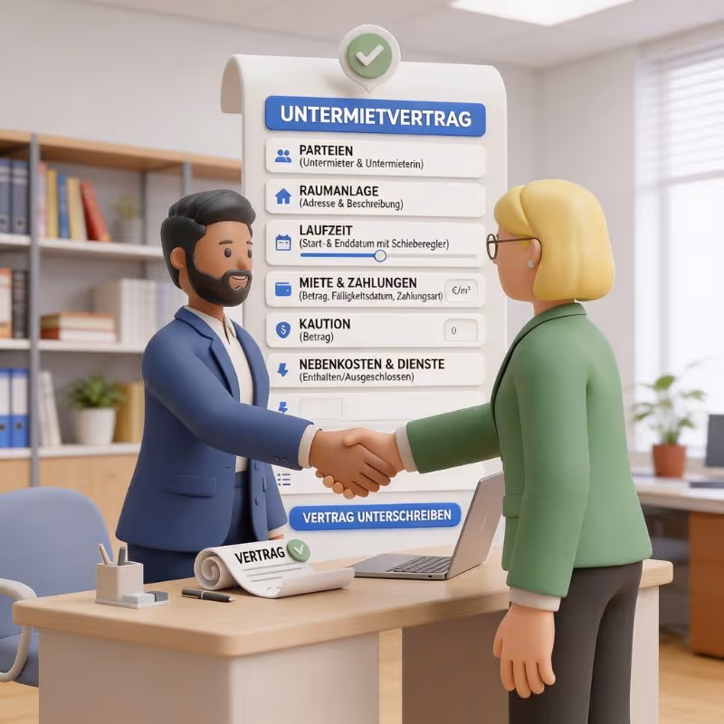Untermietvertrag Gewerbe – kostenlose Vorlage online ausfüllen mit dem Vertragsgenerator von SubOffice