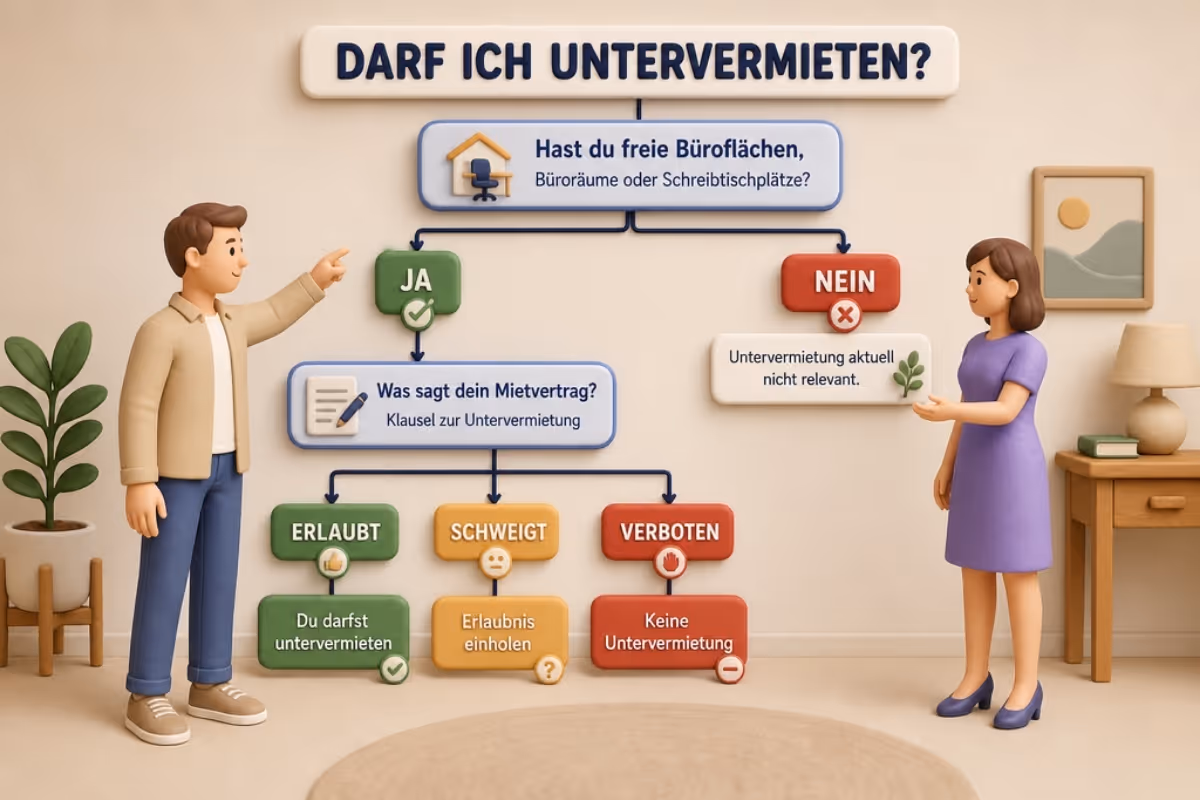 Entscheidungsbaum: Darf ich meine Bürofläche untervermieten