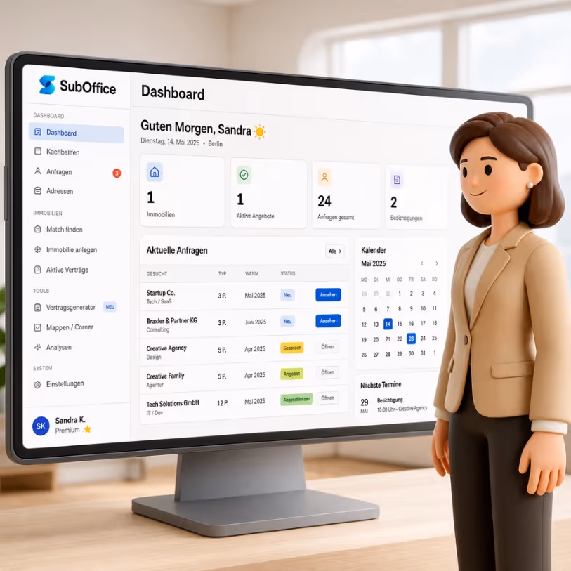 Anfragen, Nachrichten und Besichtigungstermine zentral im SubOffice-Hub verwalten