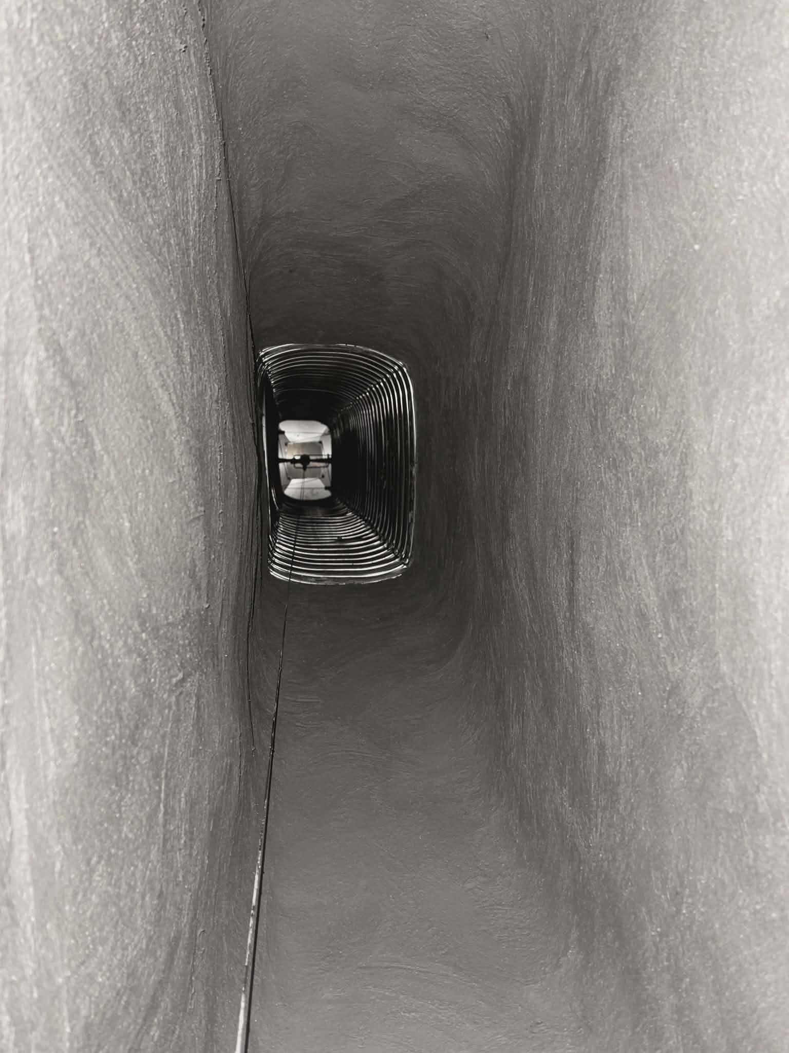 Fireplace liner view from bottom-up