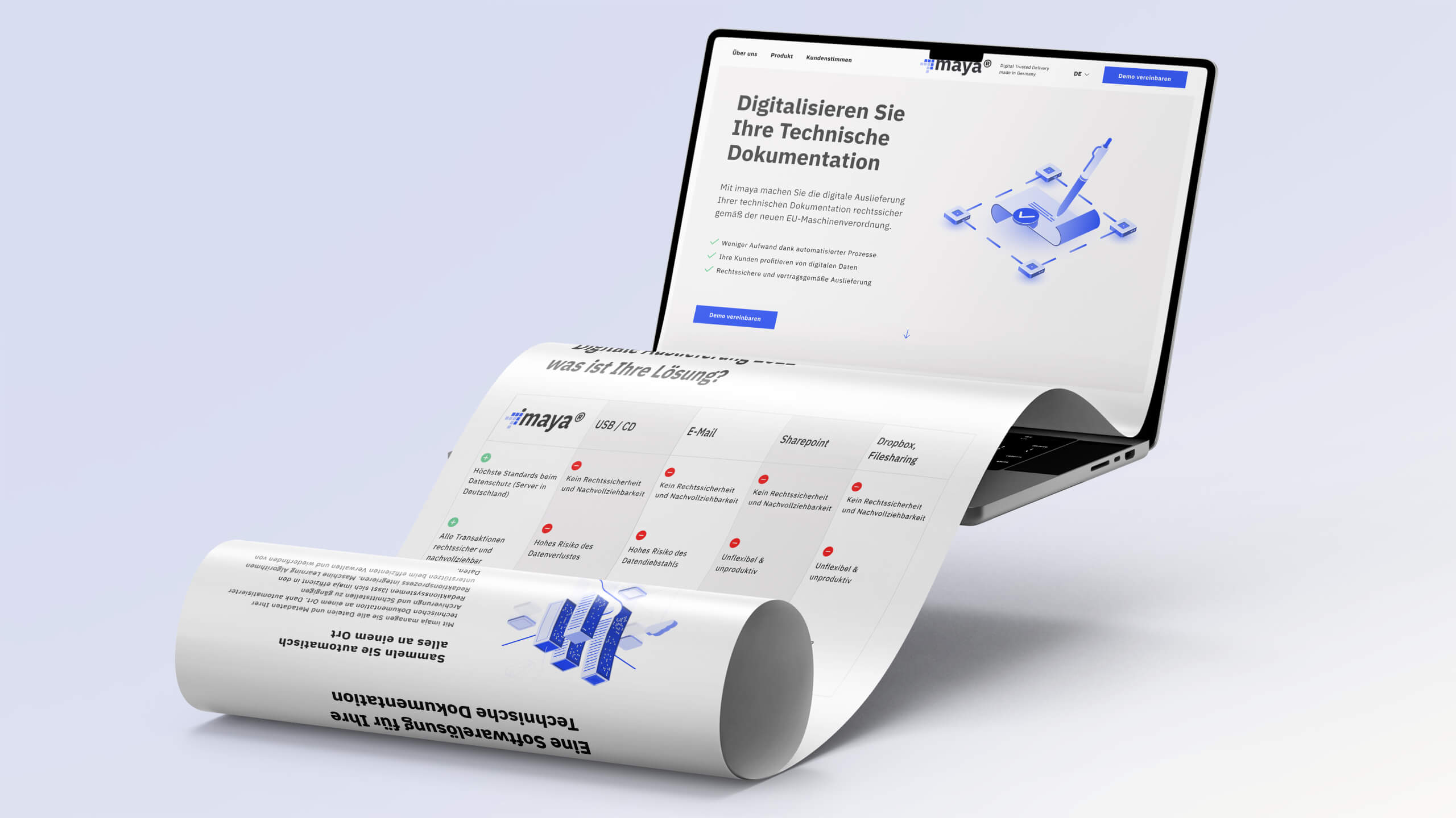 Website von imaya auf einem Laptop, Ergebnis aus Logo, Branding und Webdesign