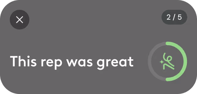 Screenshot of a feedback message saying 'This rep was great' with a 76% rating shown inside a circular progress bar.