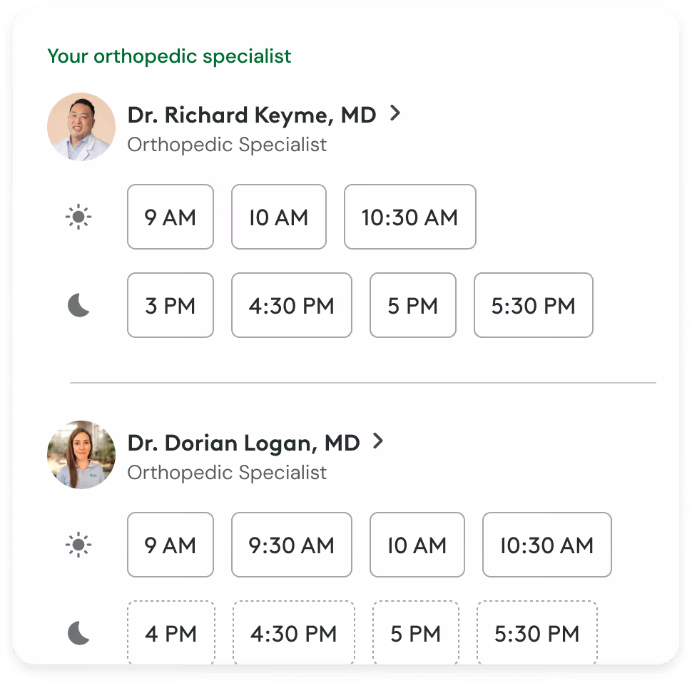 Time selection screen displaying available appointments for May 28