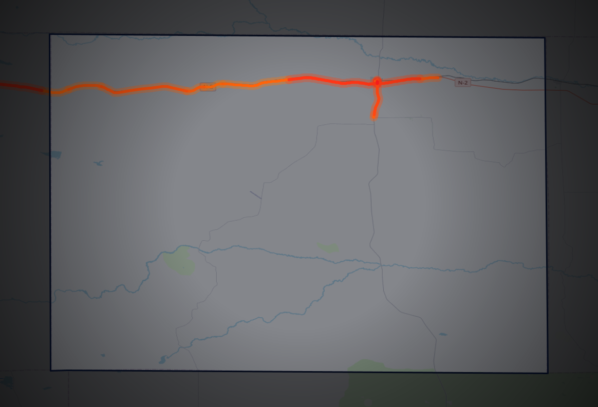 Traffic map of Hooker, Nebraska
