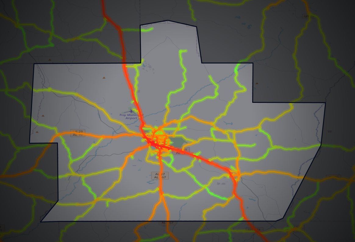 Traffic map of Pike, Alabama