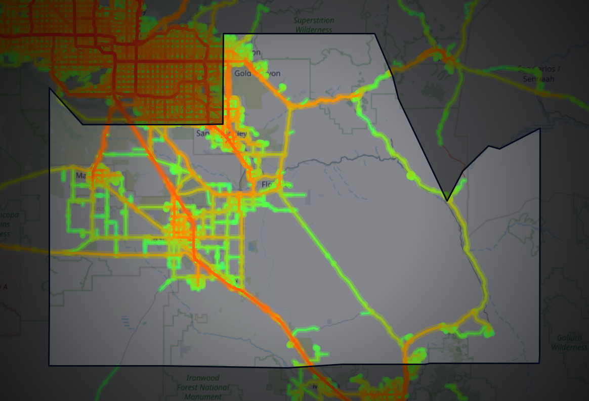 Traffic map of Pinal, Arizona