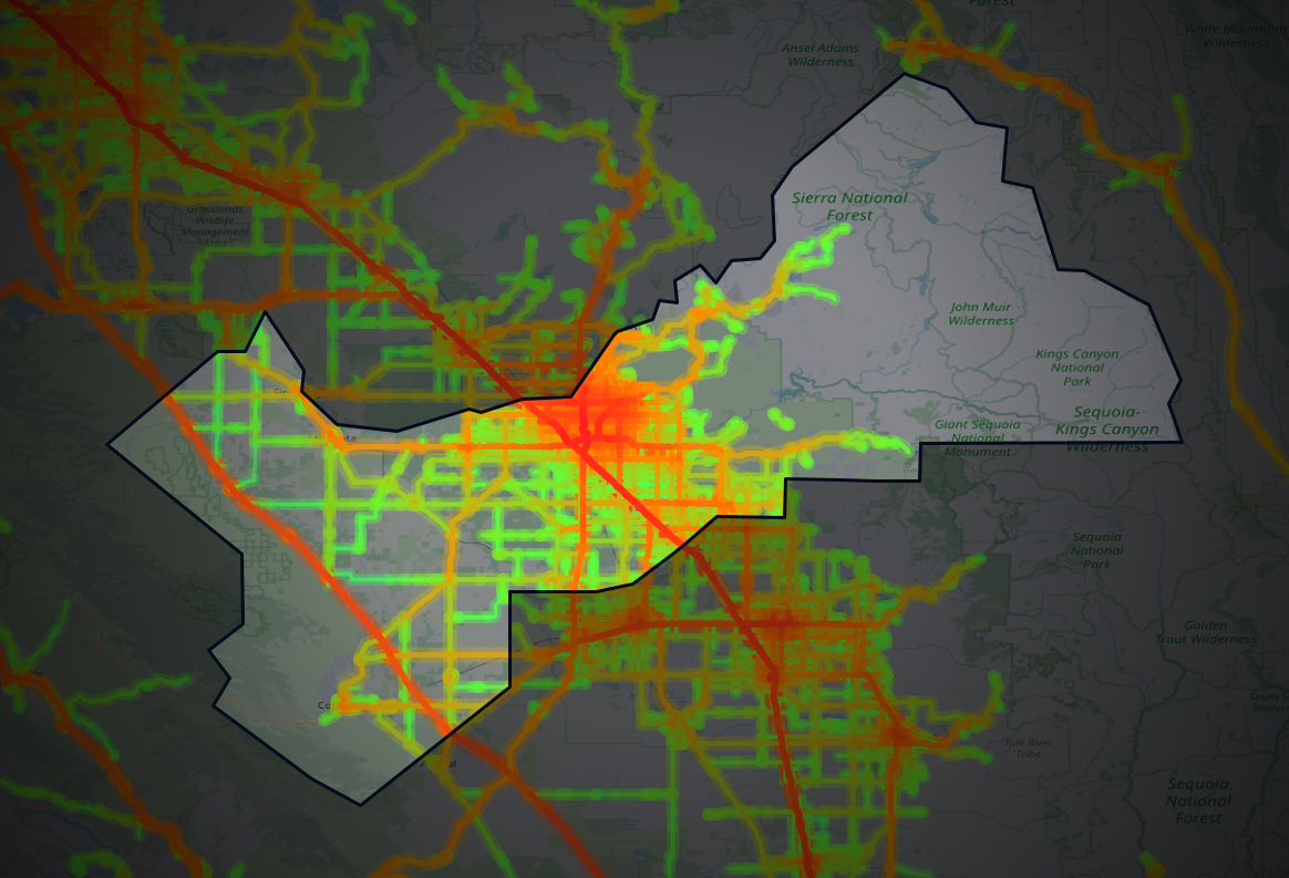 Traffic map of Fresno, California