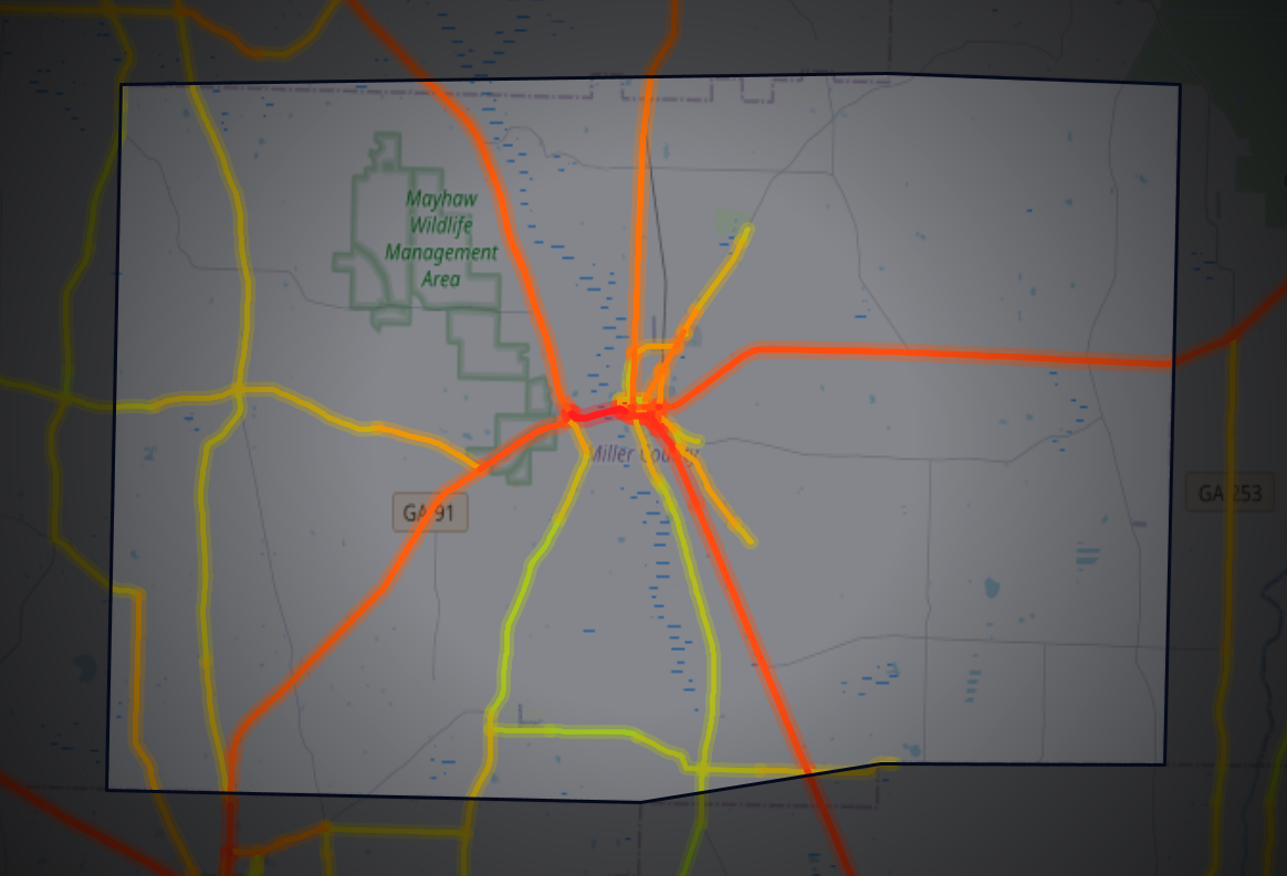 Traffic map of Miller, Georgia