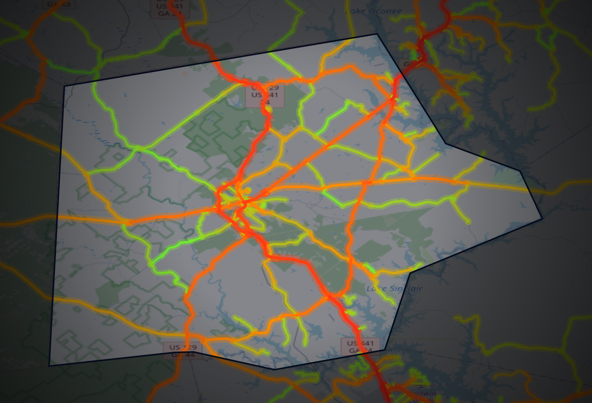 Traffic map of Putnam, Georgia