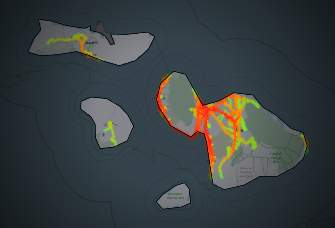 Traffic map of Maui, Hawaii