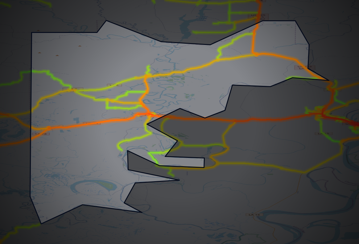 Traffic map of Catahoula, Louisiana