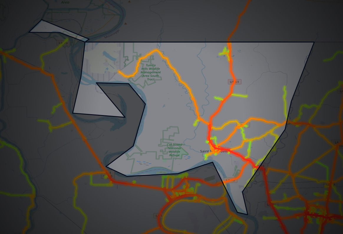 Traffic map of West Feliciana, Louisiana