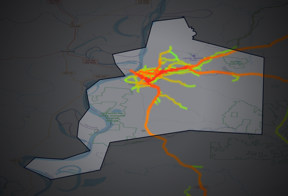 Traffic map of Adams, Mississippi
