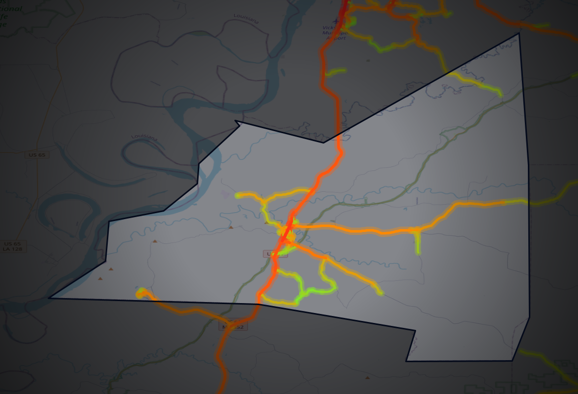 Traffic map of Claiborne, Mississippi