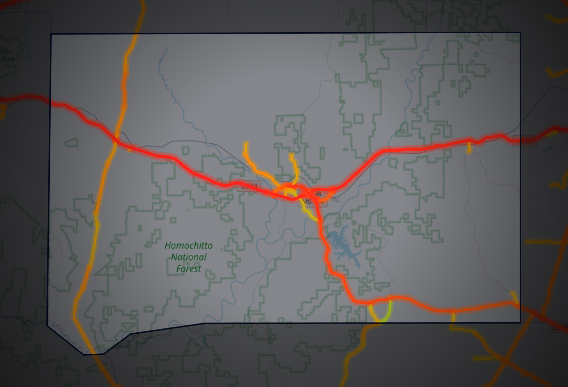 Traffic map of Franklin, Mississippi