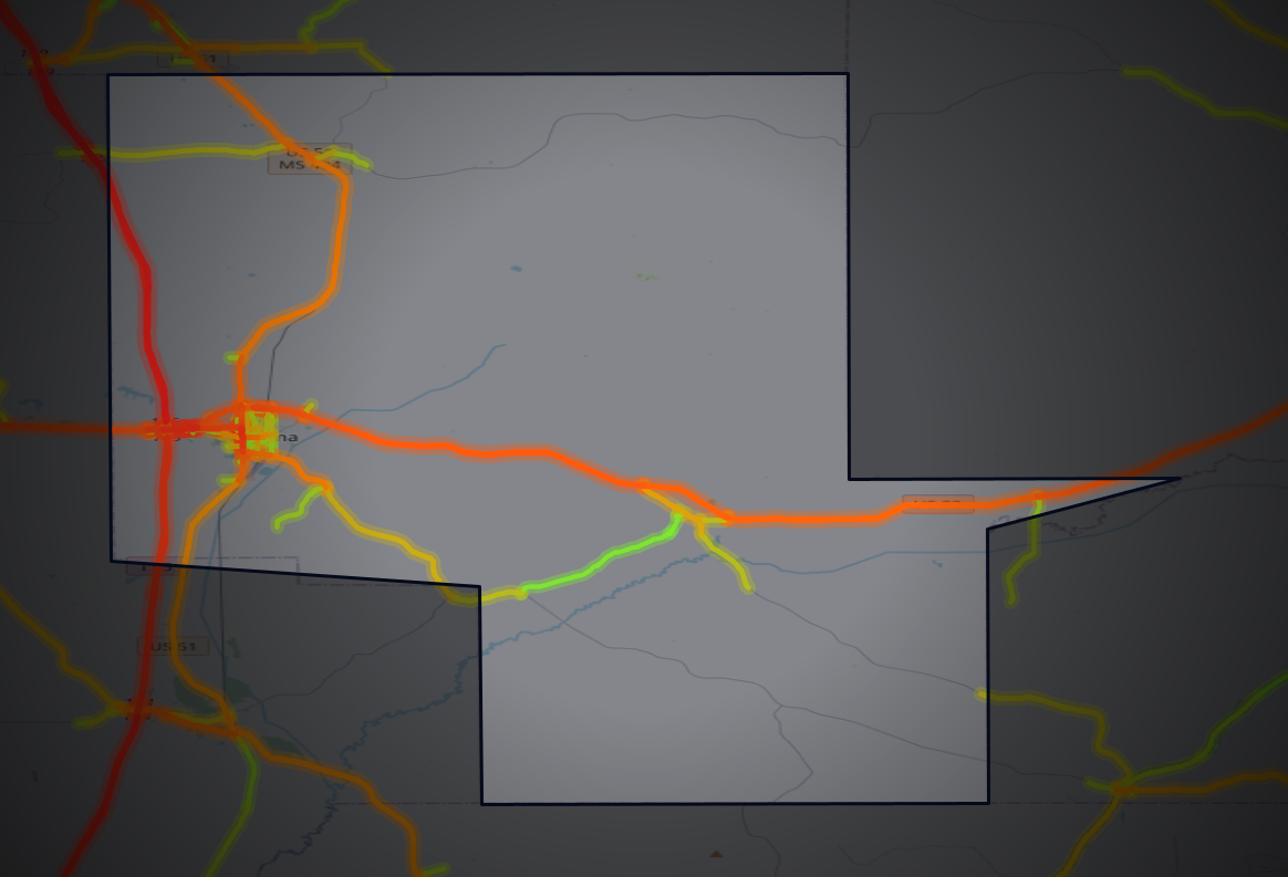 Traffic map of Montgomery, Mississippi
