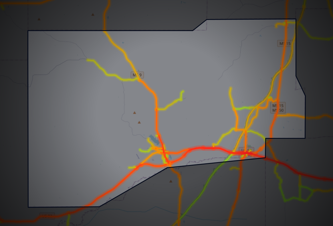 Traffic map of Webster, Mississippi
