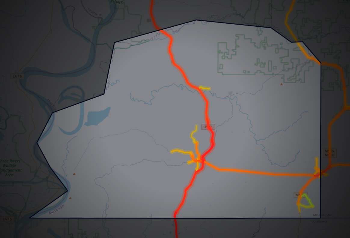 Traffic map of Wilkinson, Mississippi