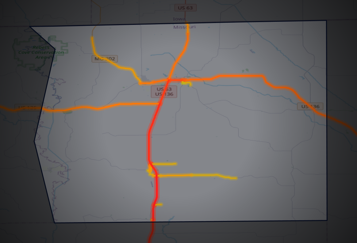 Traffic map of Schuyler, Missouri