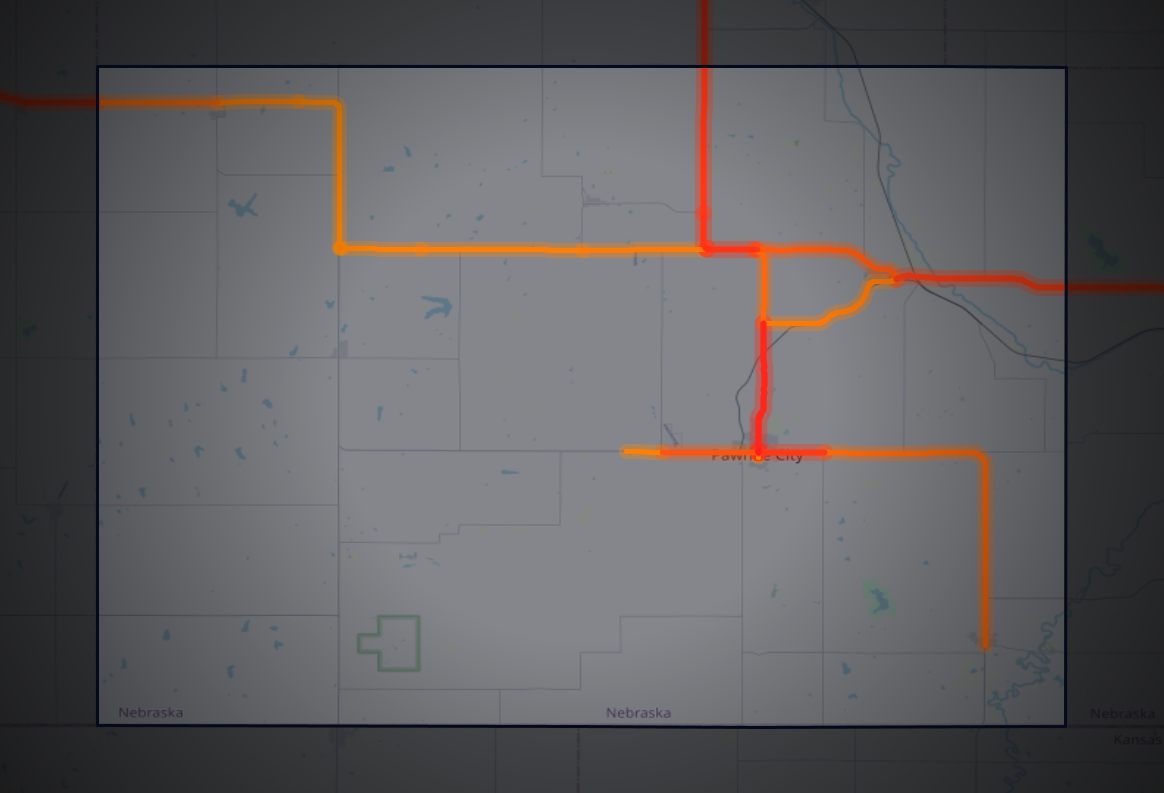 Traffic map of Pawnee, Nebraska