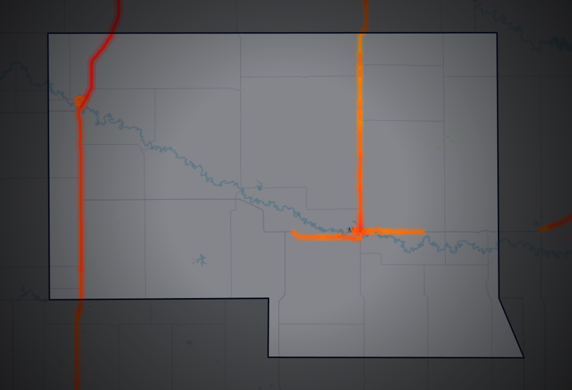 Traffic map of Hettinger, North Dakota