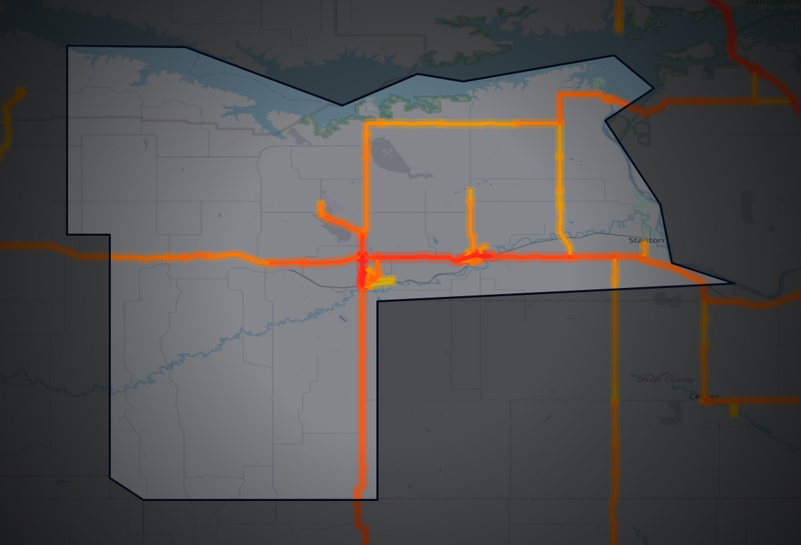 Traffic map of Mercer, North Dakota