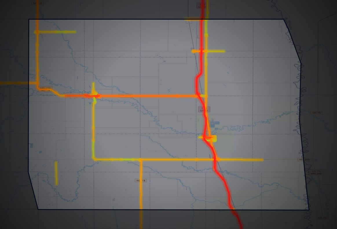 Traffic map of Traill, North Dakota