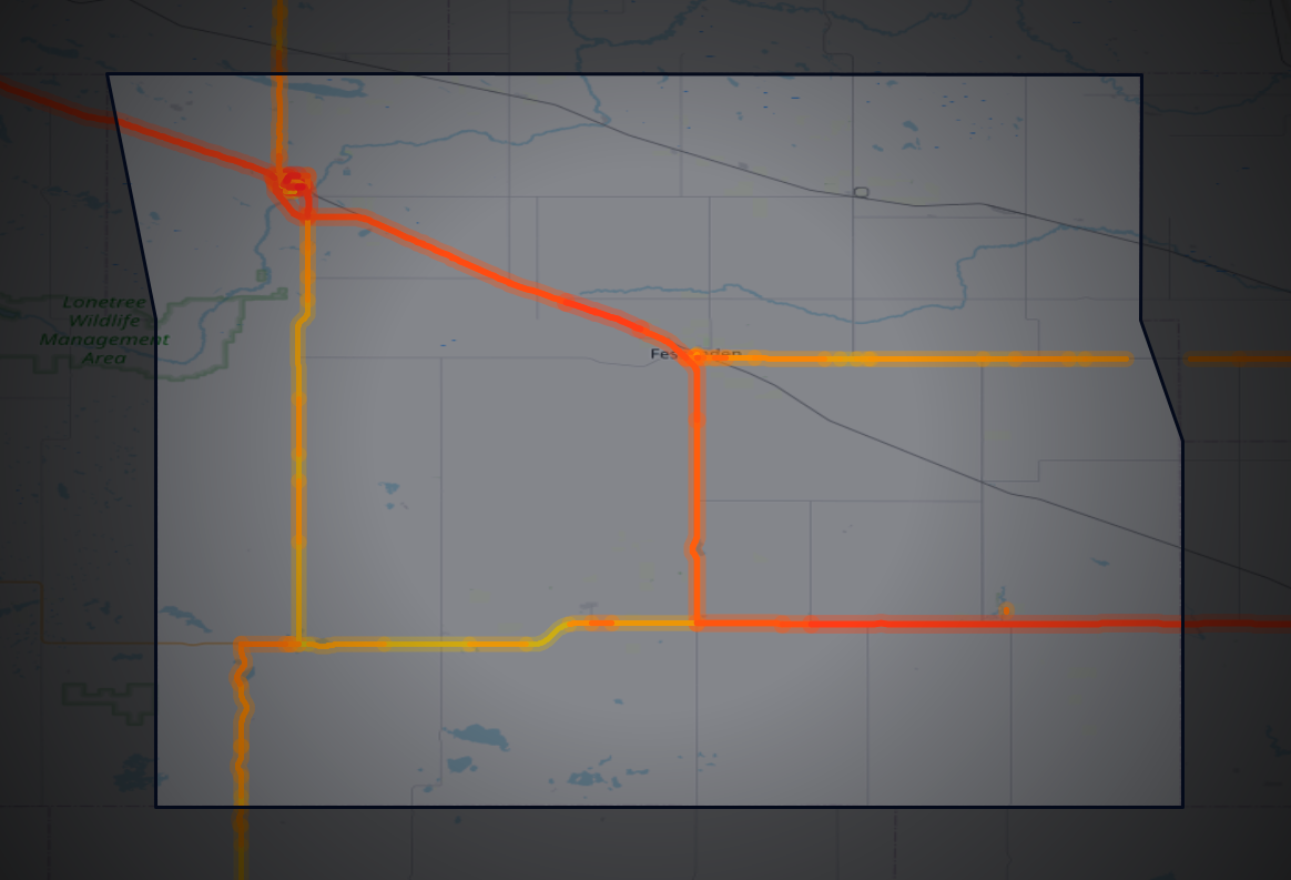 Traffic map of Wells, North Dakota