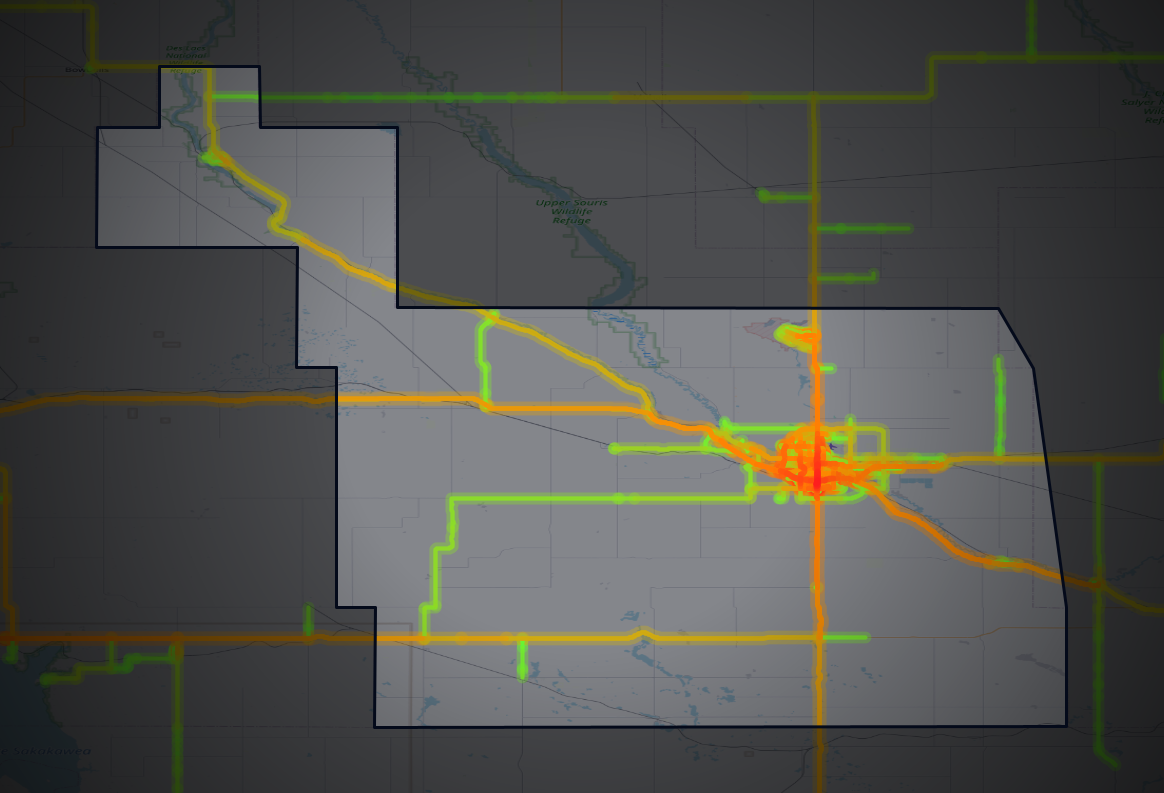 Traffic map of Ward, North Dakota