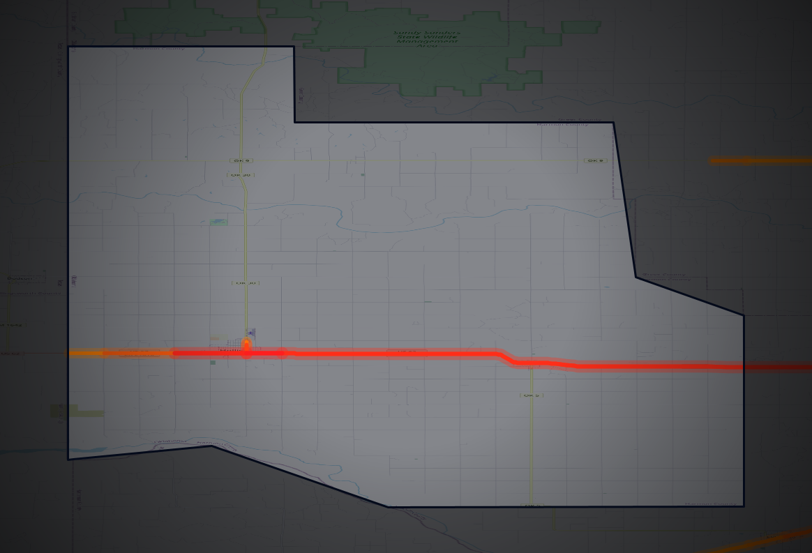 Traffic map of Harmon, Oklahoma